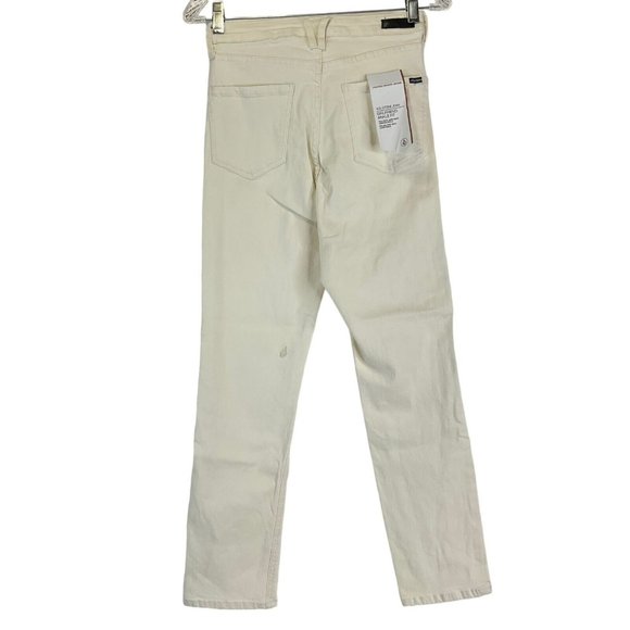 Volcom Jeans Womens Sz 26 White Vol-Stone Girlfriend Ankle Fit Stretch Denim Nwt - Picture 2 of 13